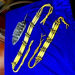 Authentic Alaska native handmade bone and leather necklace and matching wristlet